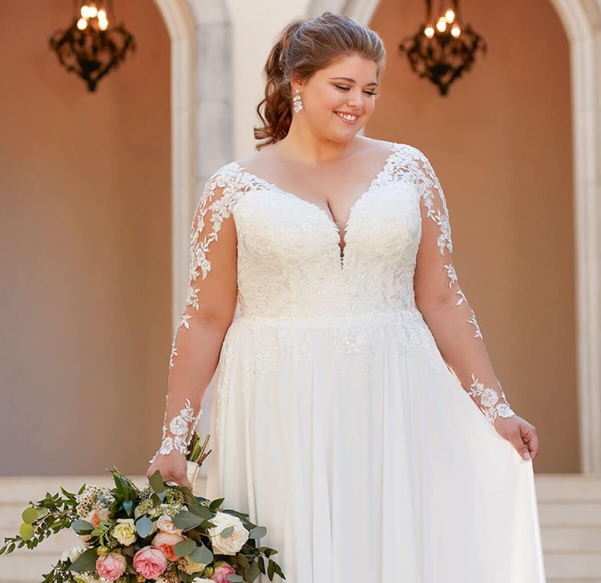 Model Wearing a plus size collection gown