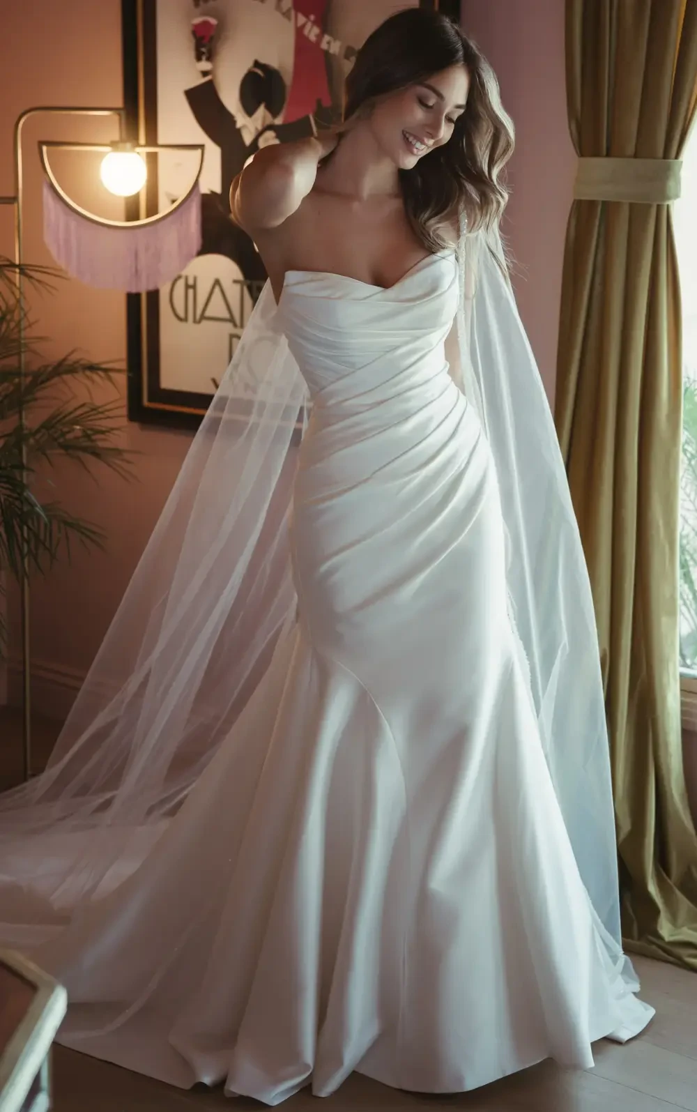 Stella York Style 8346 - Fit-and-flare wedding dress with Mikado fabric and asymmetrical ruching