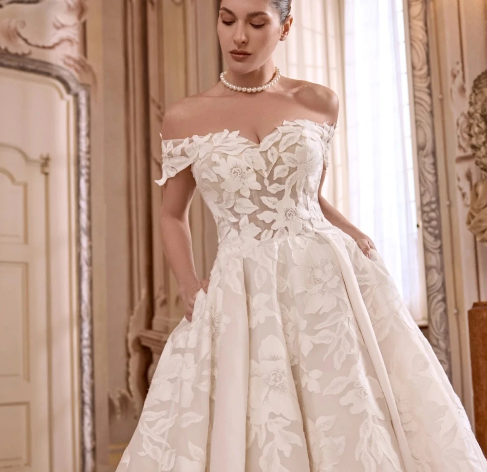 Model Wearing a bridal gown by Justin Alexander